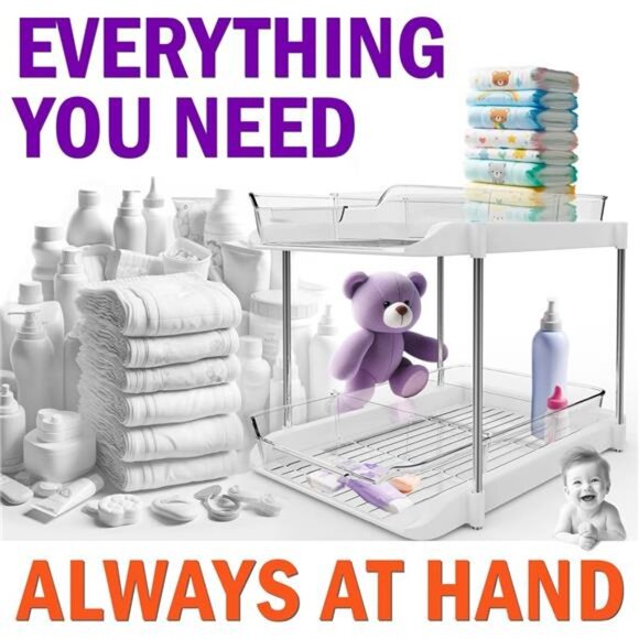 2-Tier Clear Under Sink Organizer – Pull-Out Storage for Kitchen & Bathroom - Picture 5 of 6